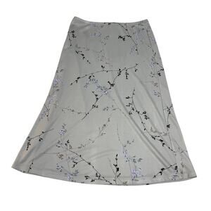 Express Gray Floral Midi Skirt Womens Size XS Vintage 90s